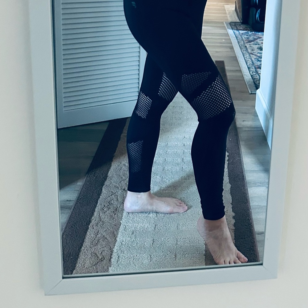 Fabletics Black Leggings with Mesh Detail. Size S